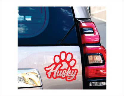 Husky Paw Red Decal Sticker