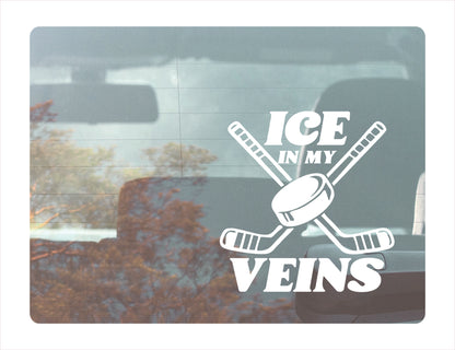 Ice in my veins Hockey White Decal Sticker