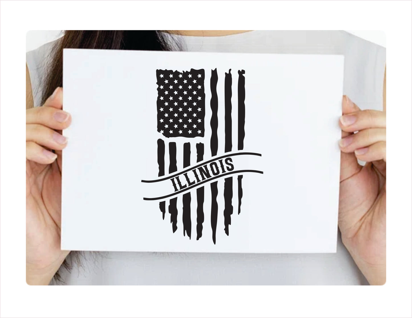 Illinois Flag Usa Black Decal Sticker