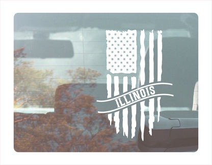 Illinois Flag Usa White Decal Sticker