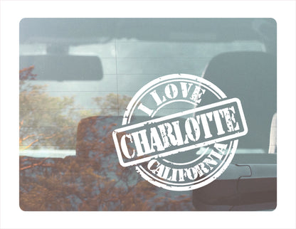 I love Charlotte North Carolina white Decal Sticker