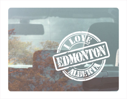 I love Edmonton Alberta white Decal Sticker