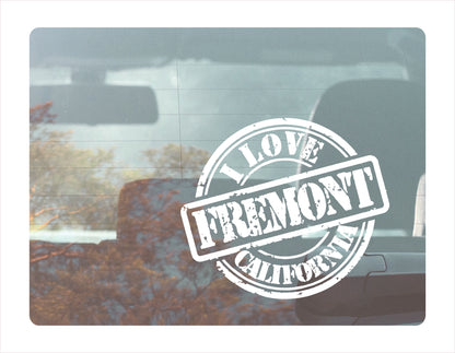 I love Fremont California white Decal Sticker