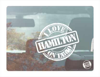 I love Hamilton Ontario white Decal Sticker