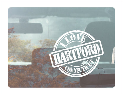 I love Hartford Connecticut white Decal Sticker