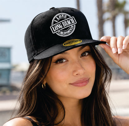 I love Long Beach California Black Flag Hat Snapback – One Size