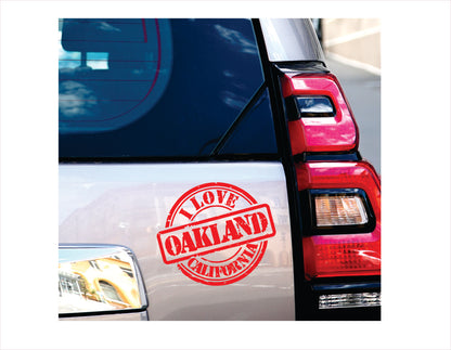 I love Oakland California red Decal Sticker