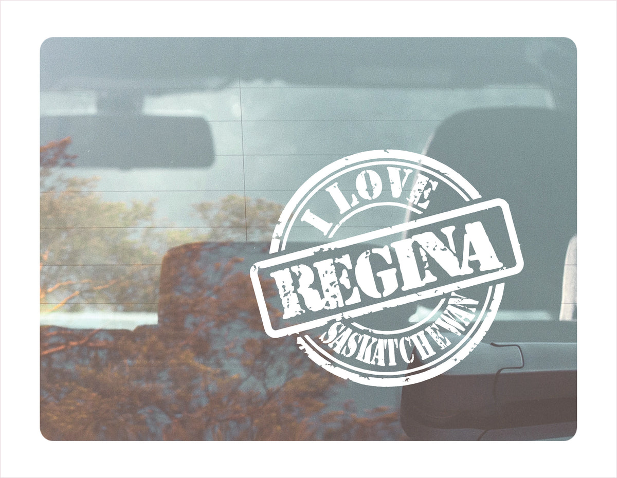I love Regina Saskatchewan white Decal Sticker