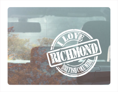 I love Richmond BC white Decal Sticker