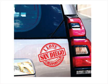I love San Diego California red Decal Sticker