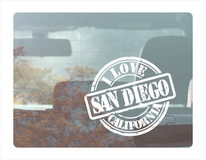 I love San Diego California white Decal Sticker