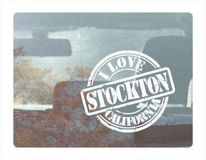 I love Stockton California white Decal Sticker 
