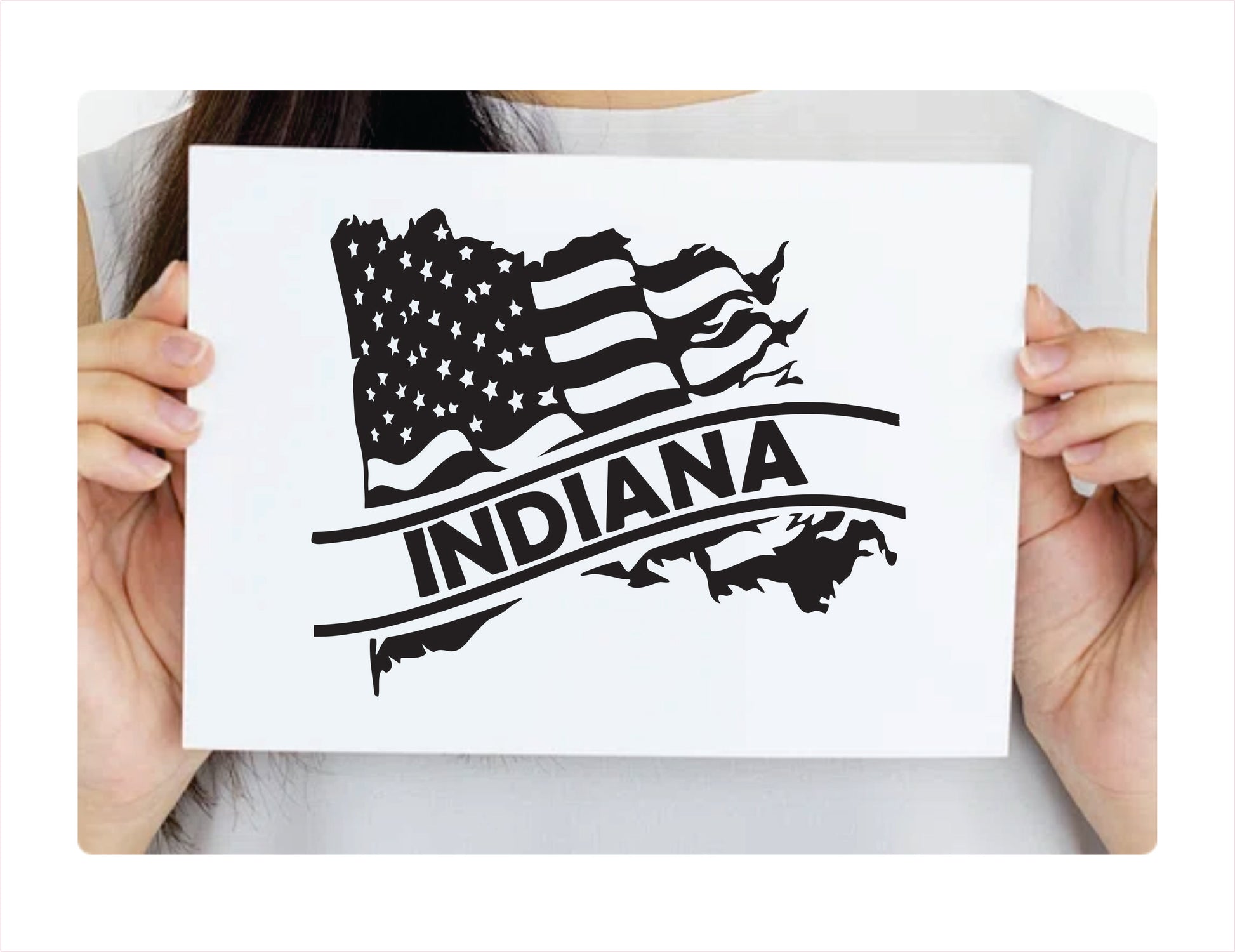 Indiana State Usa Black Decal Sticker