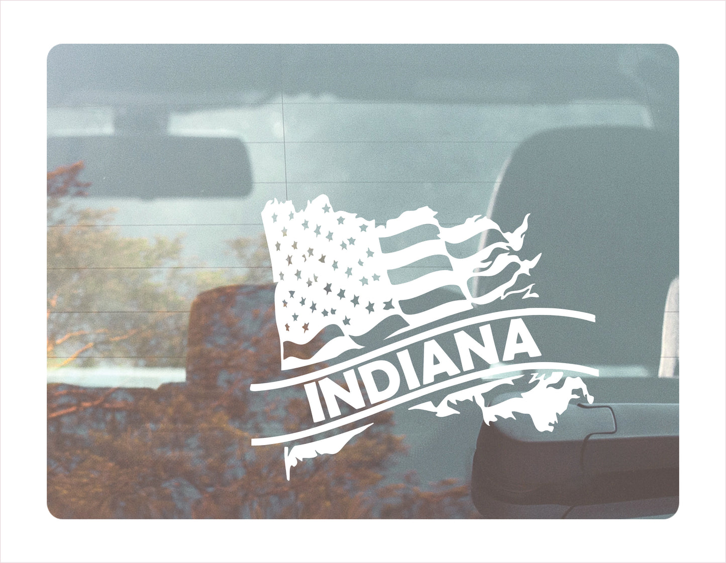Indiana State Usa White Decal Sticker