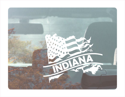Indiana State Usa White Decal Sticker
