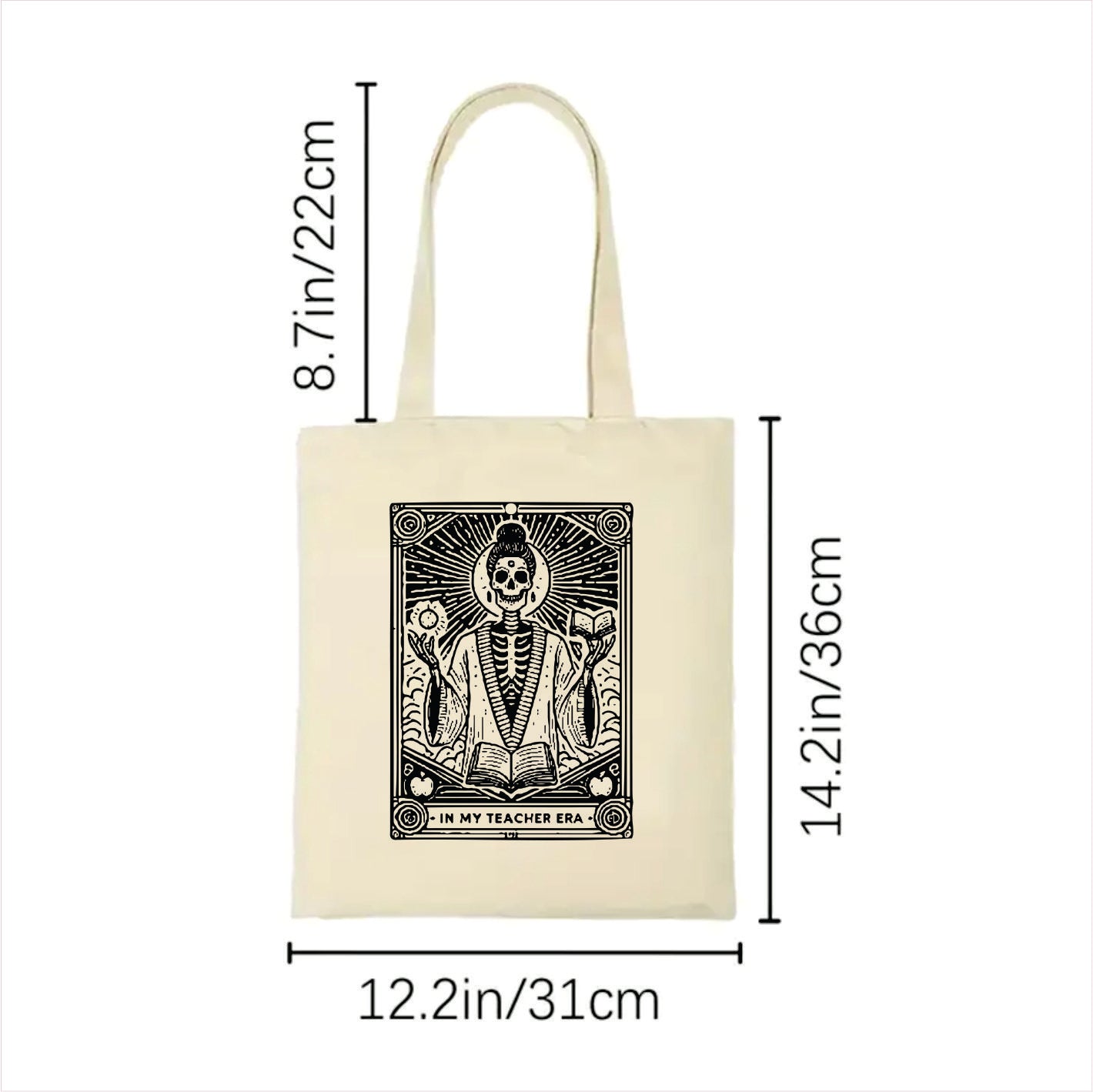 In my teacher era skull gothic tote bag 2