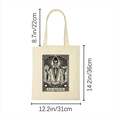 In my teacher era skull gothic tote bag 2
