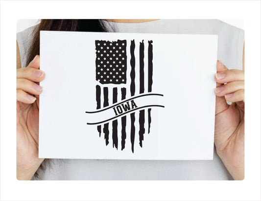 Iowa Flag Usa Black Decal Sticker