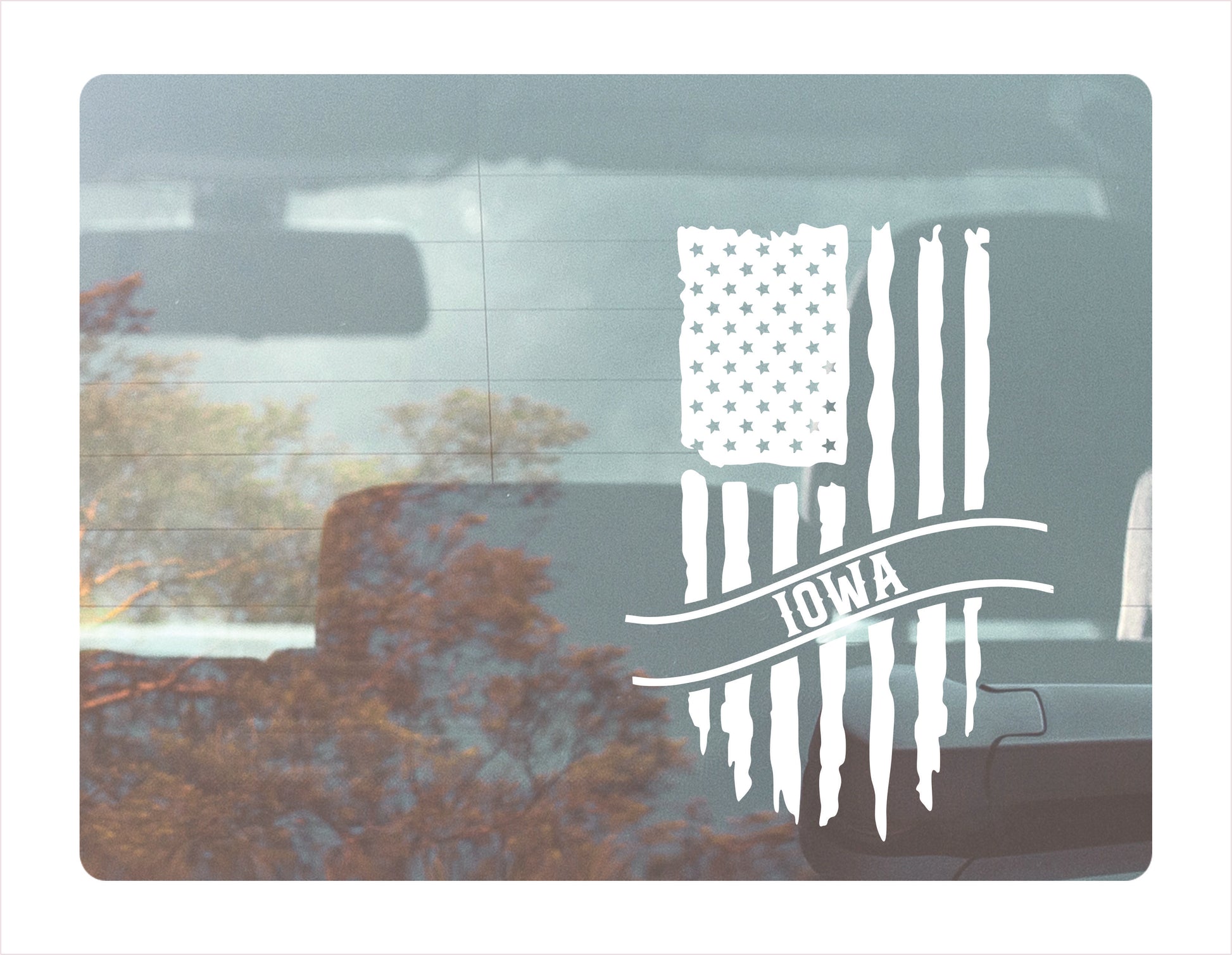 Iowa Flag Usa White Decal Sticker