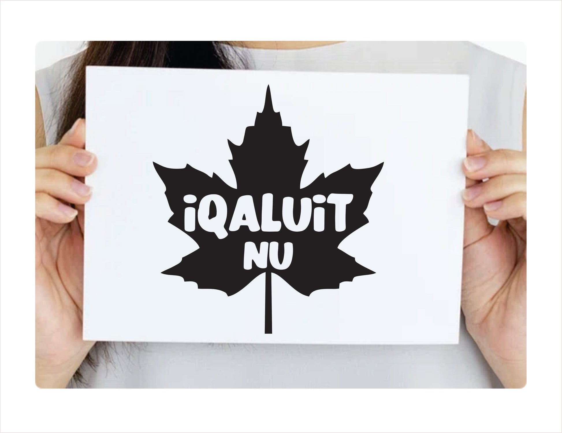Iqaluit Nunavut maple leaf Canada Black Decal Sticker 