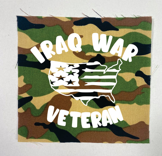 Iraq War Veteran Sew-On Patch Camo Military Pride Patch