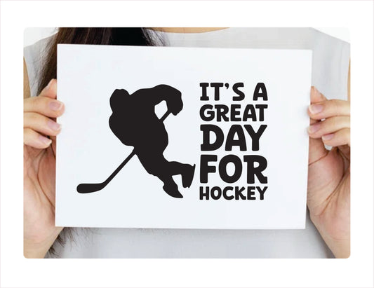 It's a great day for Hockey Black Decal Sticker