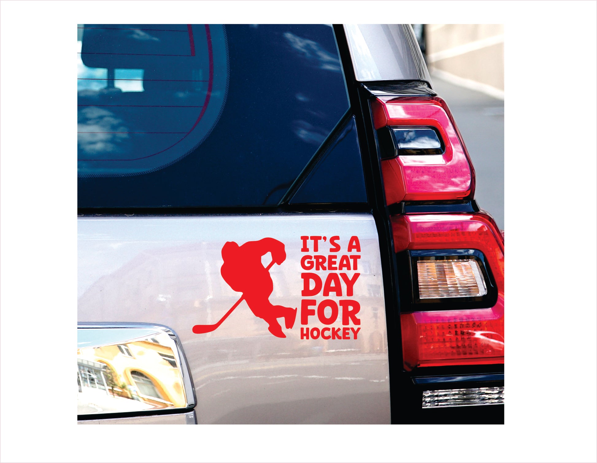 It's a great day for Hockey Red Decal Sticker