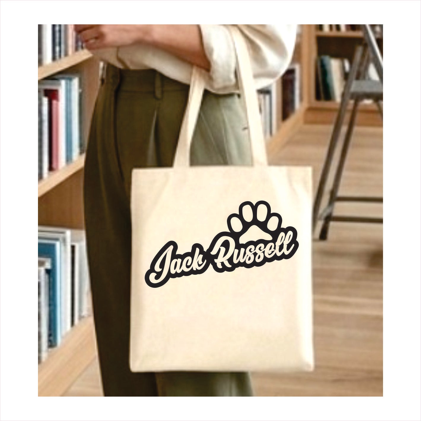 Jack Russell dog paw tote bag 1