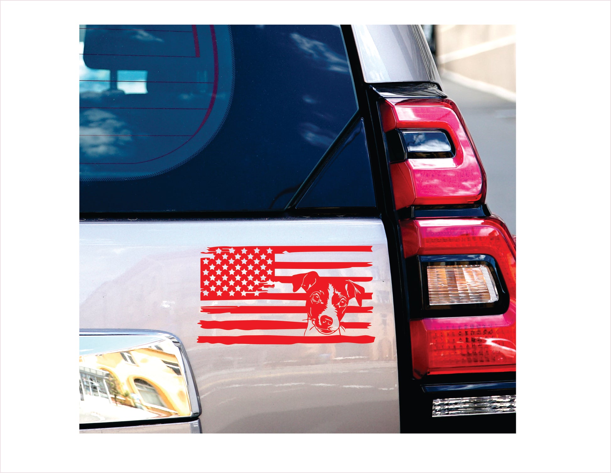 Jack Russell Dog USA Red Decal Sticker