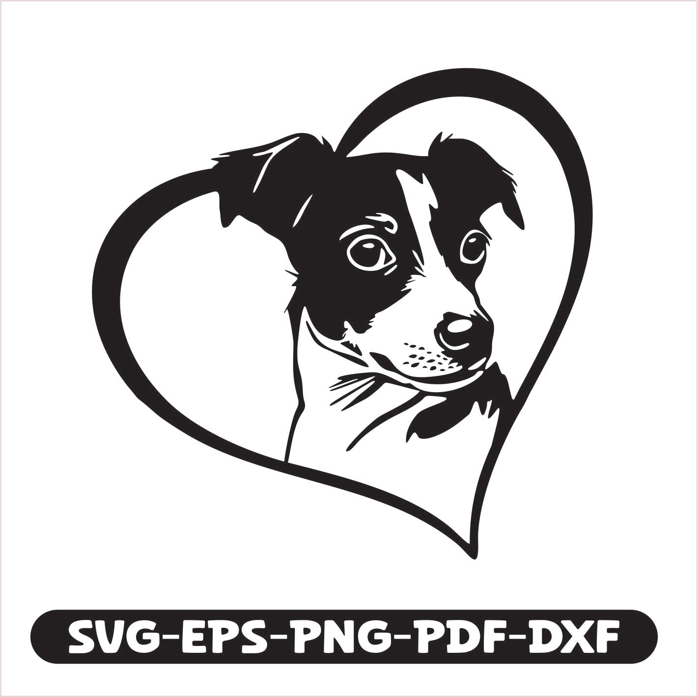 Jack Russell Dog Heard SVG EPS PNG PDF DXF Cutting