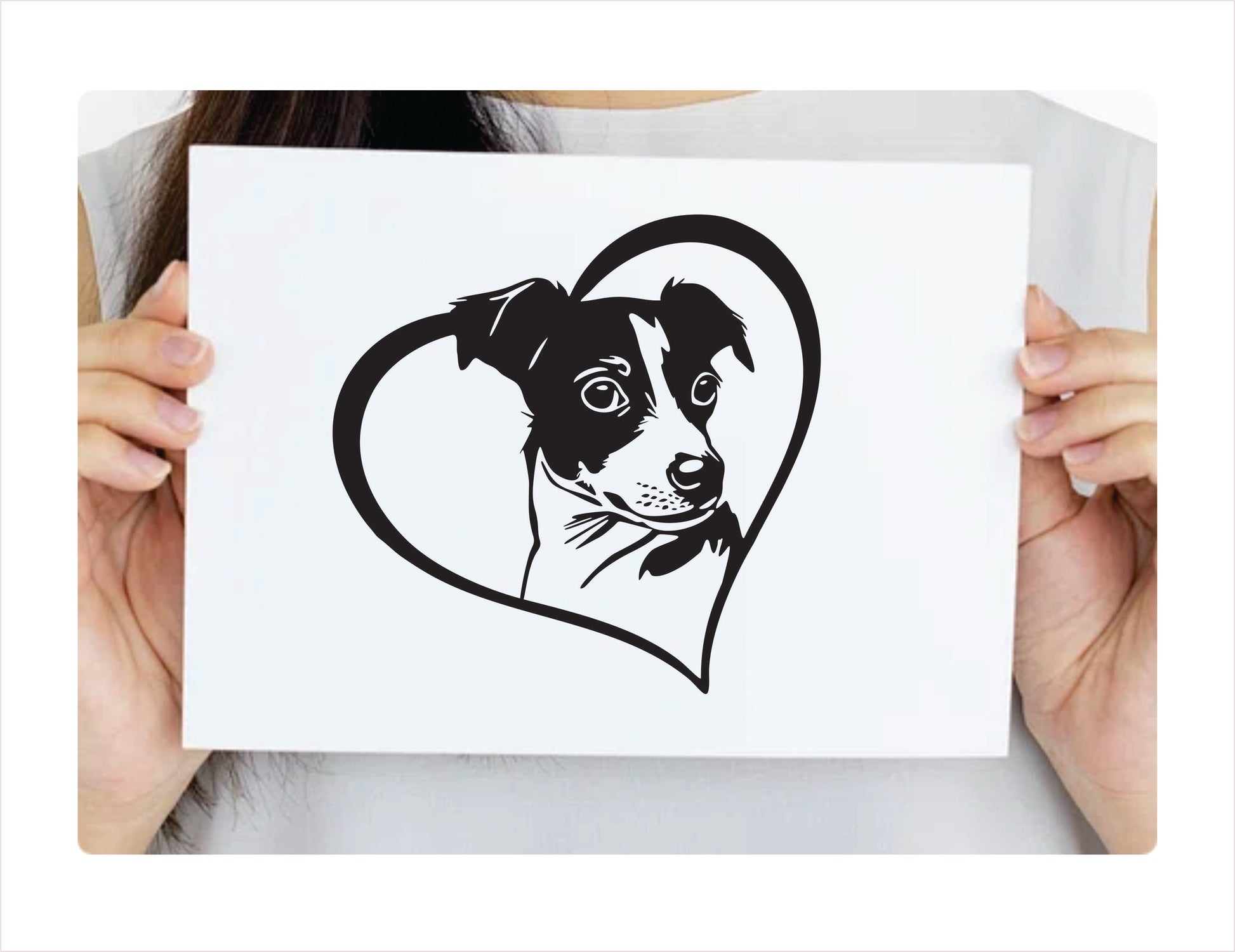 Jack Russell Dog Heart Black Decal Sticker