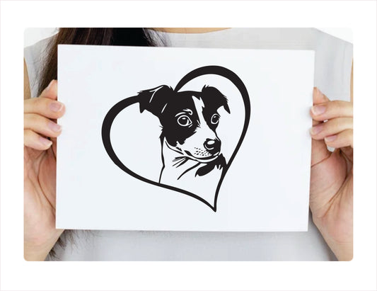 Jack Russell Dog Heart Black Decal Sticker