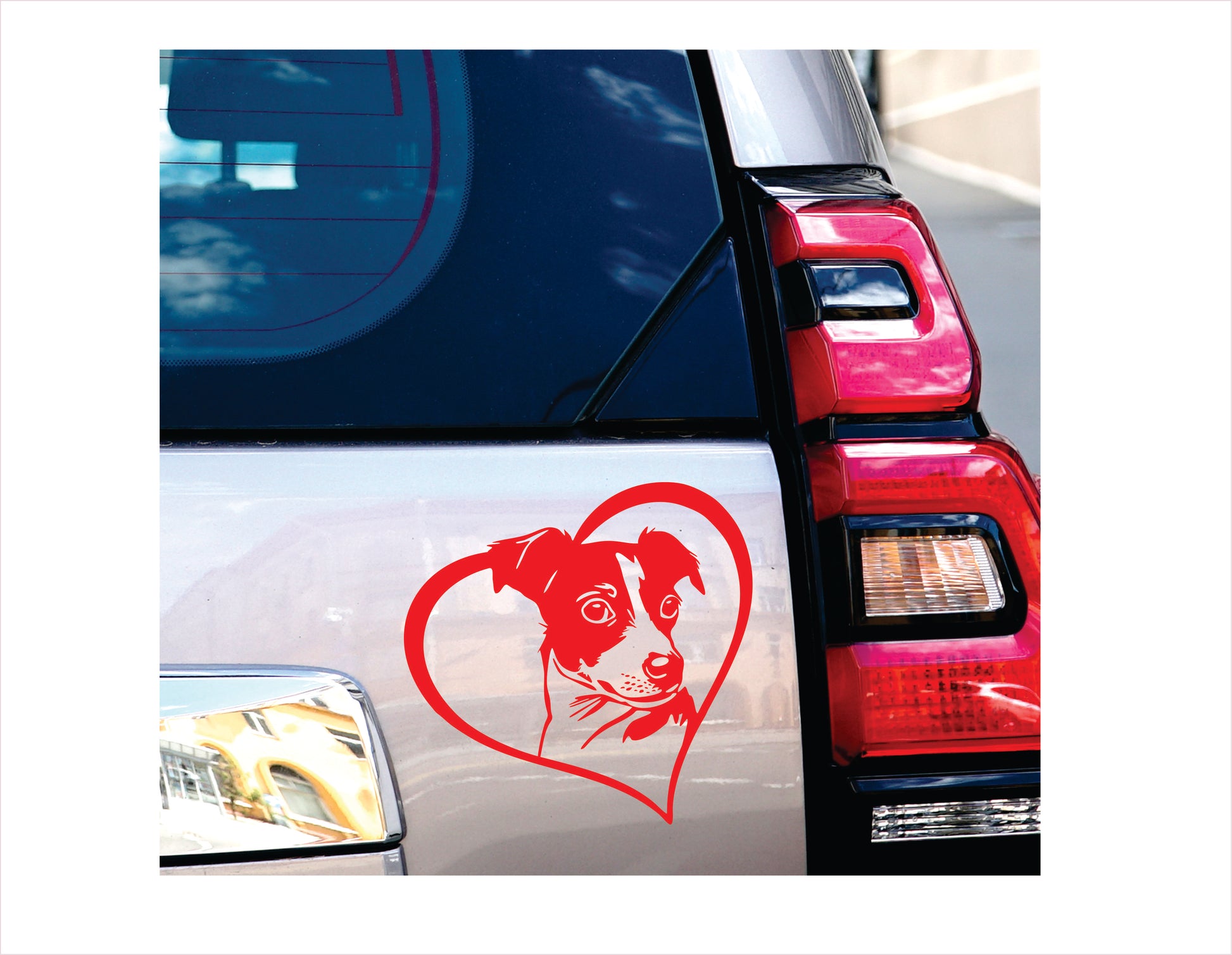 Jack Russell Dog Heart Red Decal Sticker
