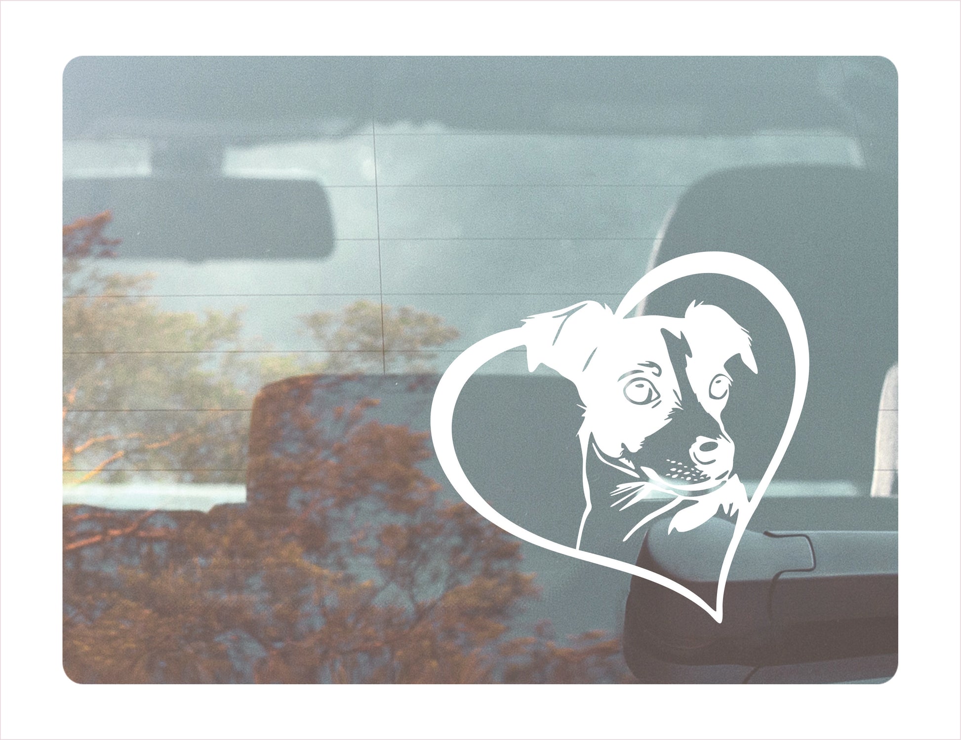 Jack Russell Dog Heart White Decal Sticker