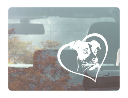 Jack Russell Dog Heart White Decal Sticker