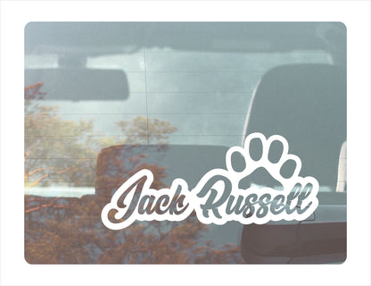 Jack Russell Paw White Decal Sticker
