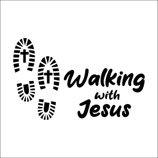 Walking with Jesus Cross Footprints Vinyl Decal Sticker