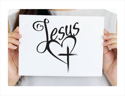 Jesus Hearts Black Vinyl Decal Sticker