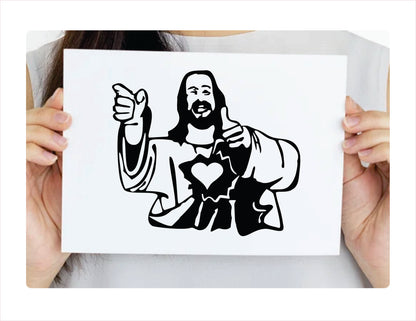 JESUS THUMB UP Black Vinyl Decal Sticker
