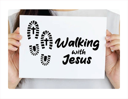 Walking with Jesus Cross Footprints Vinyl Decal Sticker  FREE shipping