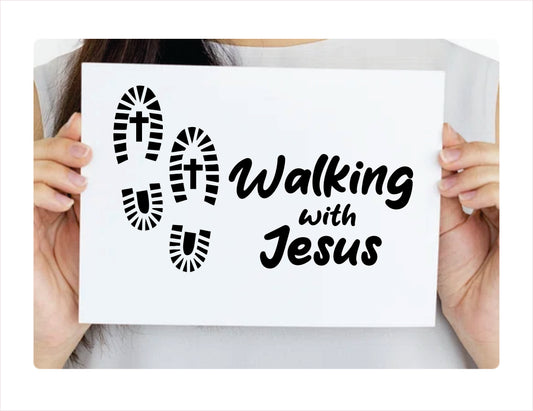 Walking with Jesus Cross Footprints Vinyl Decal Sticker  FREE shipping