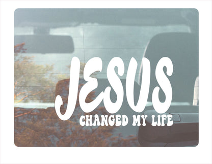 Jesus changed my life white decal sticker