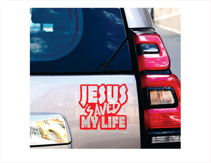 Jesus saved my life red decal sticker 
