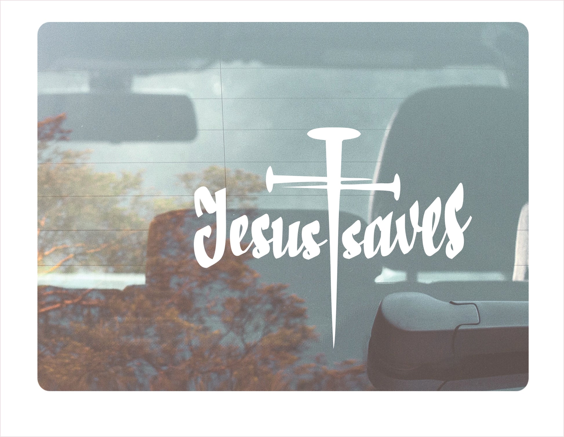 Jesus Saves white decal sticker