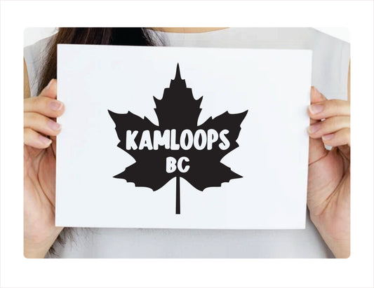 Kamloops British Columbia maple leaf Canada Black Decal Sticker