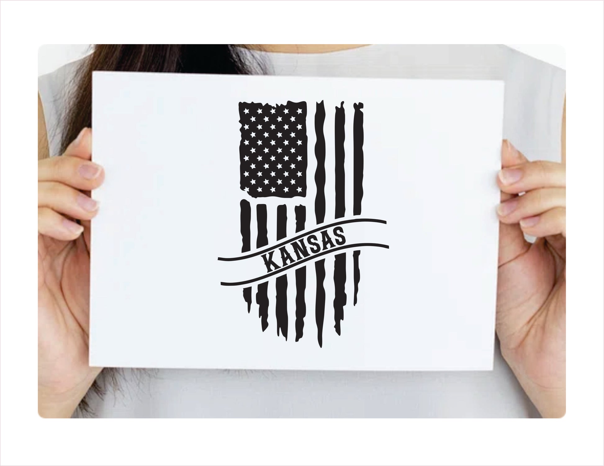 Kansas Flag Usa Black Decal Sticker