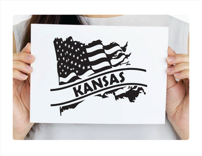 Kansas State Usa Black Decal Sticker