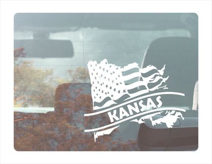 Kansas State Usa White Decal Sticker