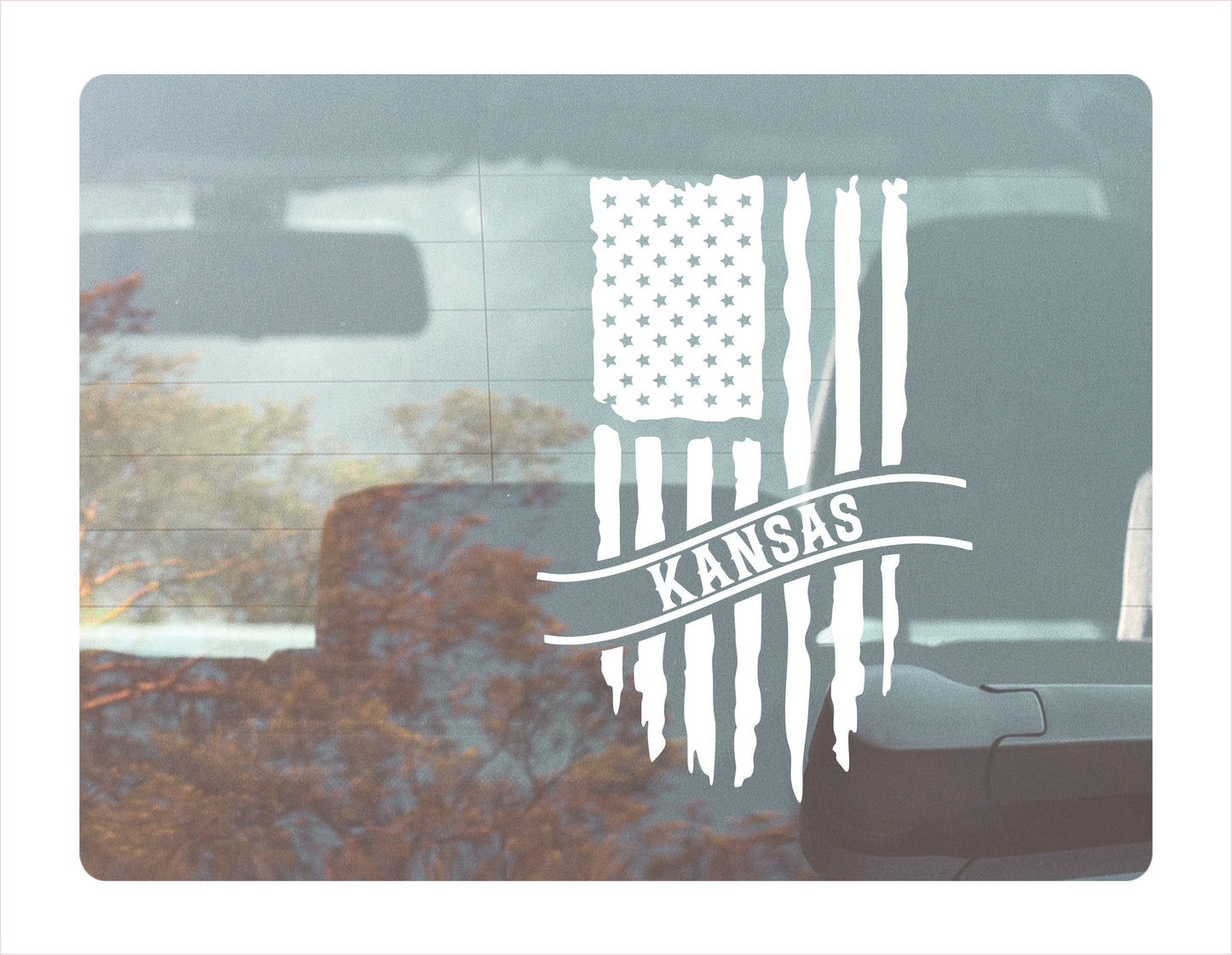 Kansas Flag Usa White Decal Sticker