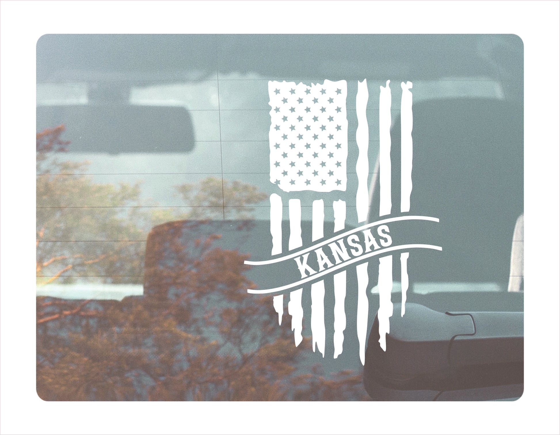 Kansas Flag Usa White Decal Sticker